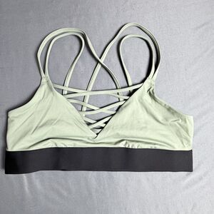 Victoria's Secret Medium Ultimate Unlined Sports Bra Green Strappy Workout Gym